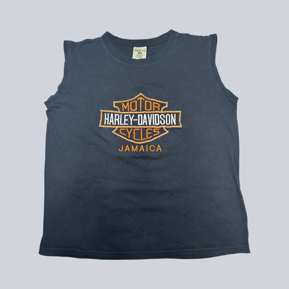 Harley-Davidson Jamaica Men’s Medium Black Sleeveless Tank Top Embroidered Logo